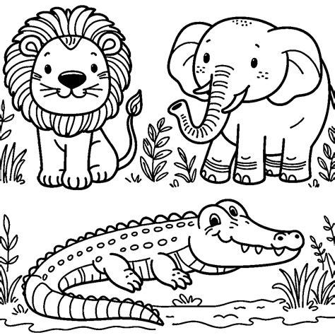 Printable Jungle Animals Coloring Pages