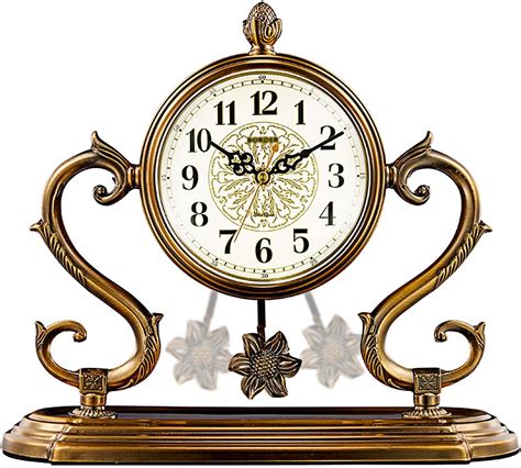 Amazon.com: HEINBOW Table Clock 15''H Mantel Clock with Pendulum Roman ...