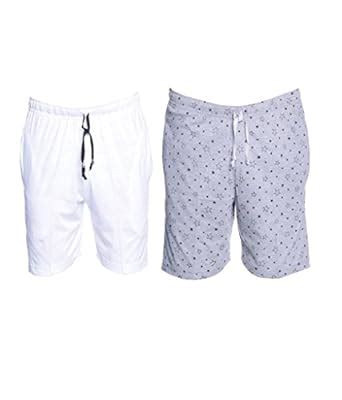 VIMAL JONNEY Cotton Blended Shorts for Men(Pack of 2)-D11-WHT-PRTMLG-S ...