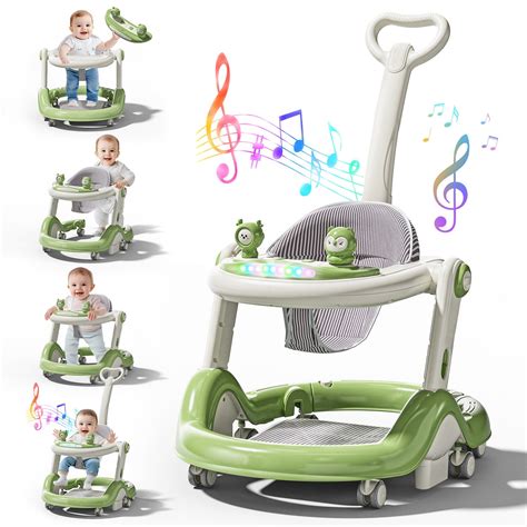 WonderStone 5 in 1 Baby Walker, Foldable Push Walker with Wheels, Music ...