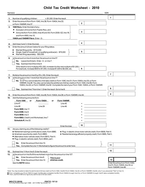 Child Tax Credit Worksheet PDF Form - FormsPal - Worksheets Library