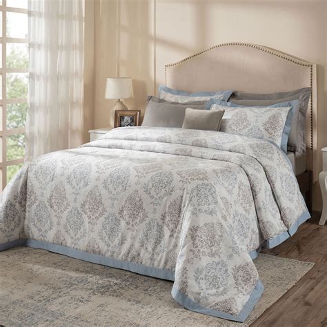 Buy PBS Timeless Ornare 100% Cotton 8Pcs Duvet Cover Set Dusty Blue