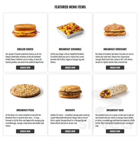 QuikTrip menu in Arlington, Texas, USA