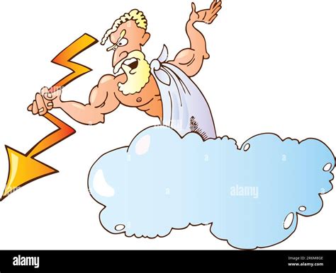 Zeus Throwing Lightning Bolt From Cloud