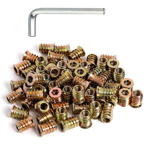 50pcs 1/4-20 Threaded Insert for Wood Furniture Insert Nuts Screw in ...