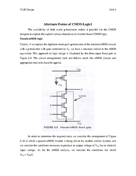 VLSI Design Unit 4 Lecture Notes: Alternate CMOS Logic Forms - Studocu