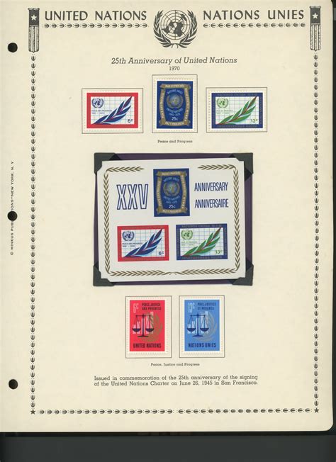 United Nations New York Stamps 1970. 25th Anniversary of United Nations, Peace and Progress and ...