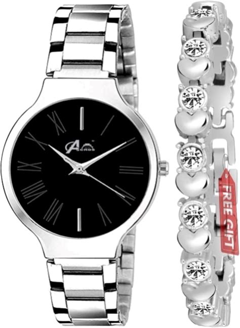 Acnos® Premium Analogue Women's Watch (Blue & Pink Dial Silver Colored ...