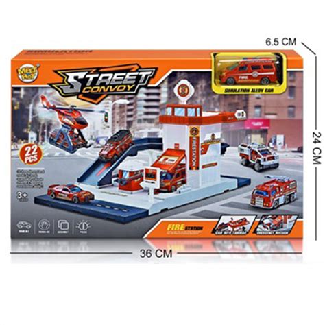 Garaža vatrogasna stanica sa vozilom i helikopterom Street Convoy ...