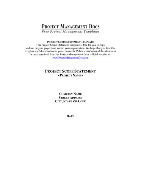 Image result for Project Scope Statement Template PDF