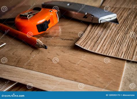 Samples of Linoleum. Cutting and Laying of Floor Coverings Stock Image ...