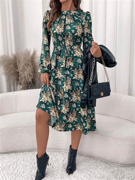 SHEIN Clasi Vestido Floral Elegante Feminino para Outono/Inverno ...