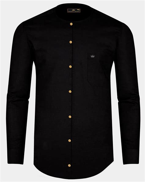 Jade Black Super Soft Premium Cotton Collarless Kurta Shirt