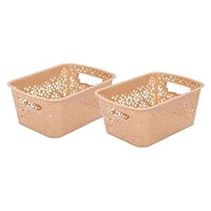 Cutting EDGE Plastic Storage Turkish Baskets with Lid Set of 2 Storing ...