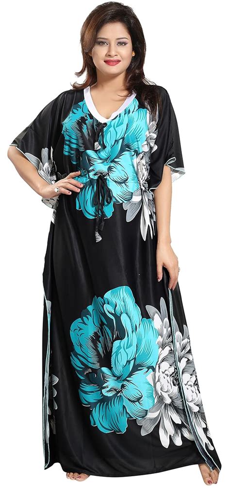 Buy Noty Women's Kaftan Nighty | Serena Fabric | Floral Print Maxi ...