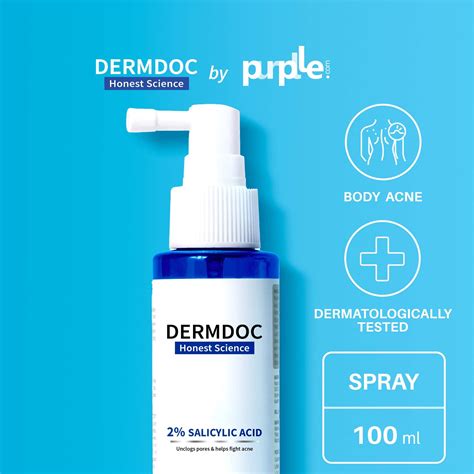 DermDoc 2% Salicylic Acid Body Acne Spray For Pimples on Body & Back