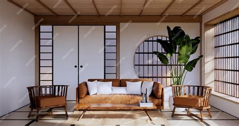 Premium Photo | White sofa japanese on room japan tropical desing and ...