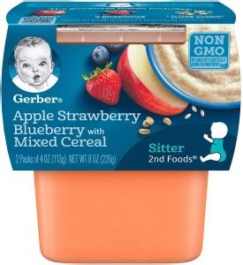 GERBER 2nd Foods Apple Strawberry Blueberry with Mixed Cereal Cereal ...