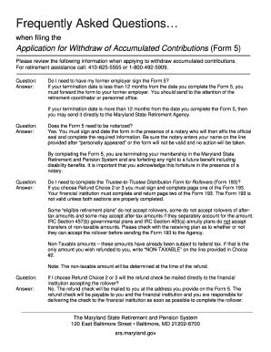Form 5 FAQ - Maryland State Retirement And Pension System - Sra State ...