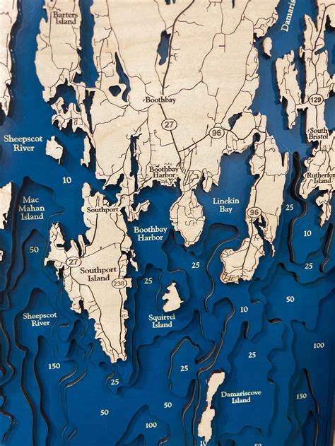 Five Islands Map Casco Bay Map Maine Map Main Coastline - Etsy