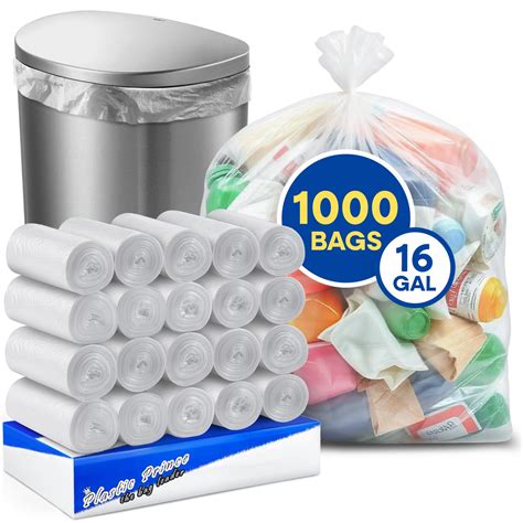 Amazon.com: PLASTIC PRINCE (1000 Pack) 16 Gallon Clear Trash Bags, 6 ...