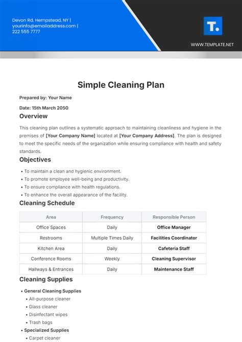 Free Cleaning Services Plan Templates, Editable and Printable