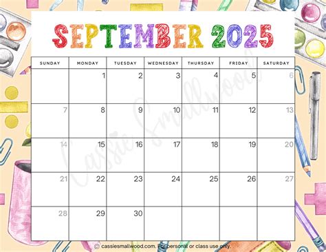Free Printable Calendar 2025 September