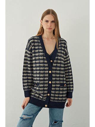 Sherin Lacivert Bej Düğmeli Hırka - S000063903-21164 | LCW