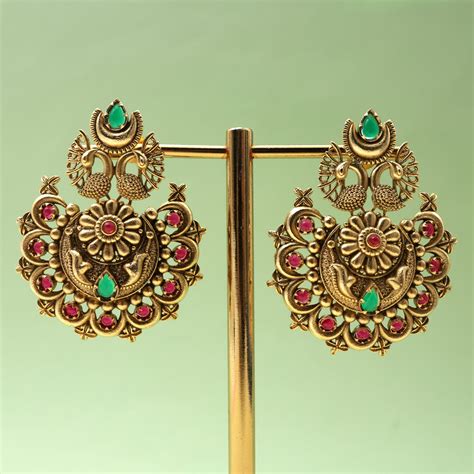 Antique Rettapakshi Chaandbali Bridal Kemp Earrings