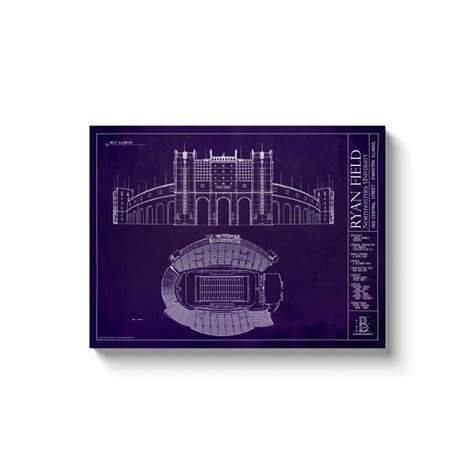 Northwestern University - Old Ryan Field - Team Colors - 18x24" Canvas ...