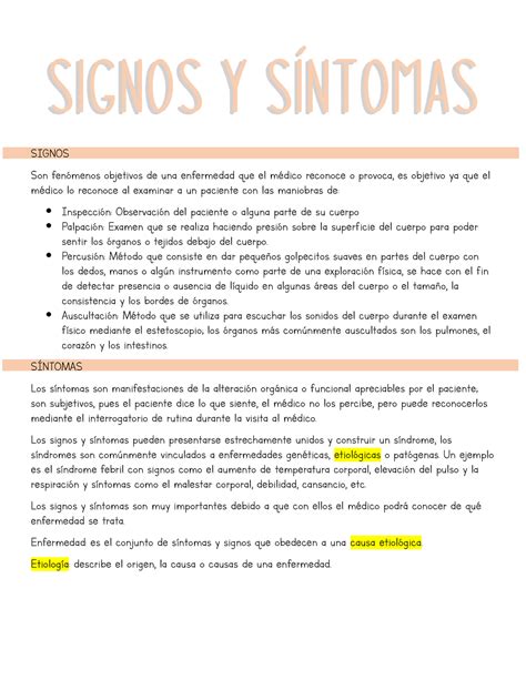 Signos y síntomas - salud - SIGNOS Son fenómenos objetivos de una enfermedad que el médico ...