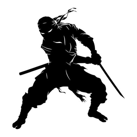 Ninja fighter graphics silhouette vector | Premium AI-generated vector