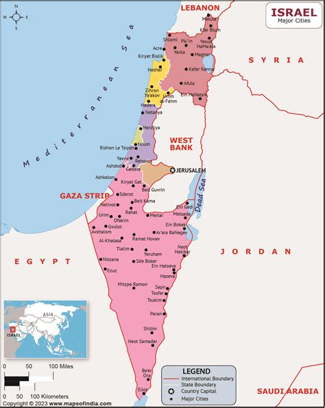 Israel Major Cities Map | List of Major Cities in Different States of ...