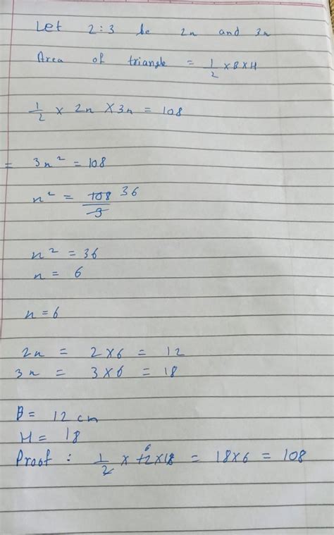 The base and of triangle are in the ratio 2:3 .If the area of the ...