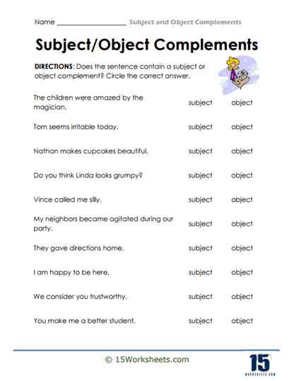 Image result for Complement Subject and Object Grammer