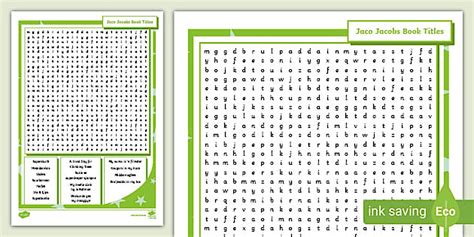 Jaco Jacobs Word Search | Book Titles | Senior Phase