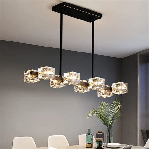 10-Light Dining Room Light Fixture, Black Modern Chandelier with ...