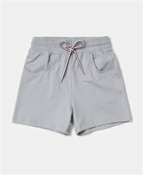 Buy Girl's Super Combed Cotton French Terry Solid Shorts - Quarry AG04 ...