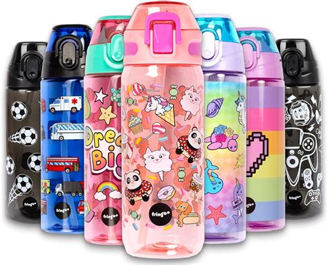 Fringoo 600ml Kids Water Bottle with Straw & Fliptop India | Ubuy