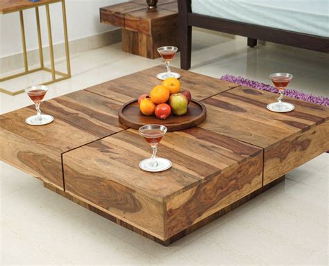 Buy Sheesham Wood Square Coffee Table Online on Furniselan