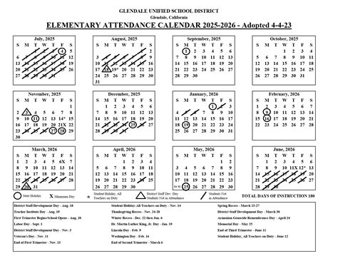 Glendale Unified GUSD Calendar 25-26 [PDF] - EduCounty