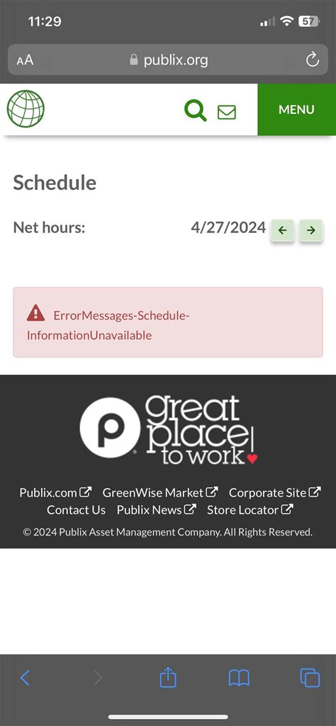 Schedule error : r/publix