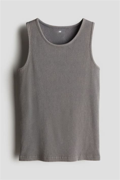 Ribbed vest top - Grey - Kids | H&M IN