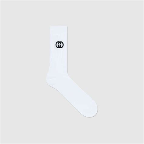 Cotton blend socks with Interlocking G in white | GUCCI® US