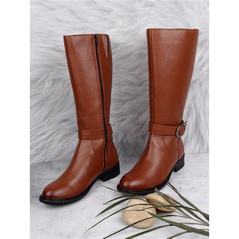 Buy ELLE Tan Women Zip Casual Boots Online