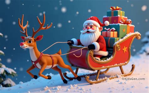 Santa Claus in a sleigh - Kidsgen Wallpaper
