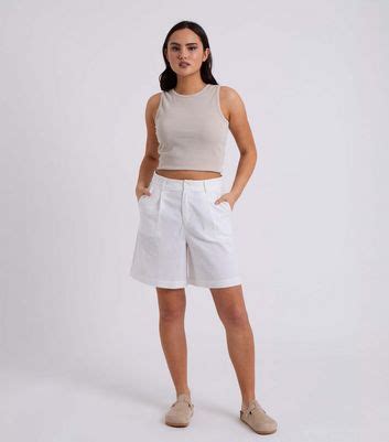 Urban Bliss White Linen-Blend Shorts | New Look