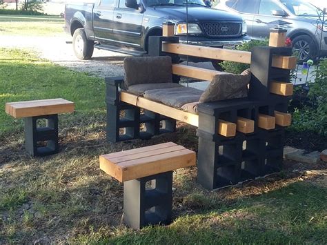 Cinder block bench and tables. I built the bench using 12 - blocks ...