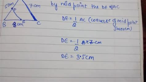 In triangle ABC AB is equal to 5 centimetre BC is equal 8 cm and ca 7 ...