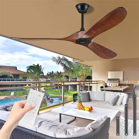 BOOSANT 52" Ceiling Fans Without Light, Solid Wood Ceiling Fan with ...